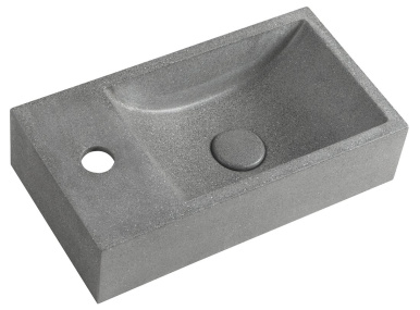 CREST L betónové umývadlo vrátane výpuste, 40x22cm, čierny granit