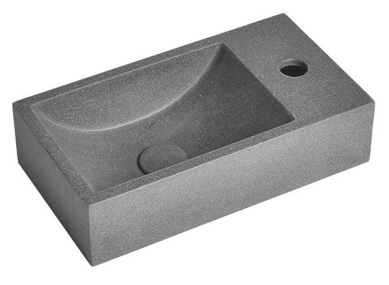 CREST R betónové umývadlo vrátane výpuste, 40x22cm, čierny granit