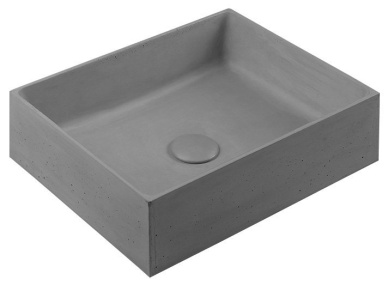 FORMIGO betónové umývadlo na dosku vrátane výpuste, 47,5x36,5cm, šedá